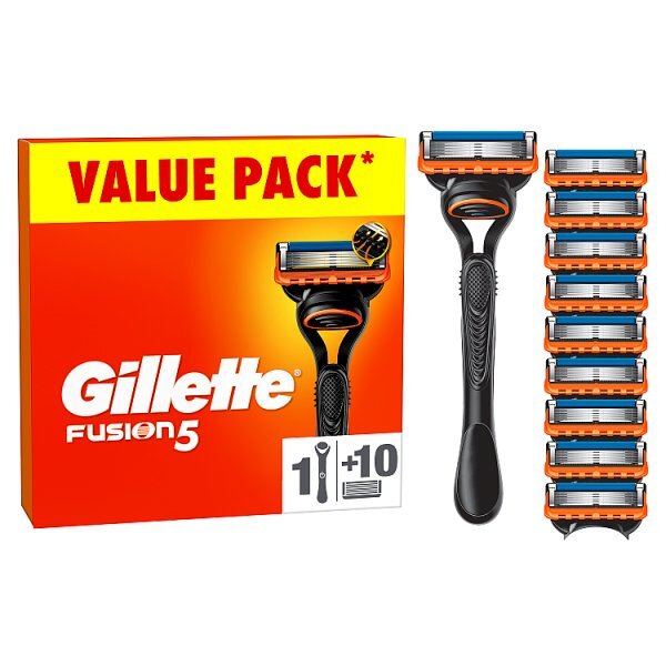 Gillette Fusion Value Pack, Razor + 10 Razor Blades