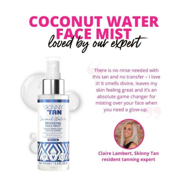 Skinny Tan Coconut Water Bronzing Face Mist Ha+Vit C 100Ml