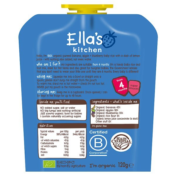 Ella's Kitchen Banana & Blueberries Baby Rice 4m+ 120g