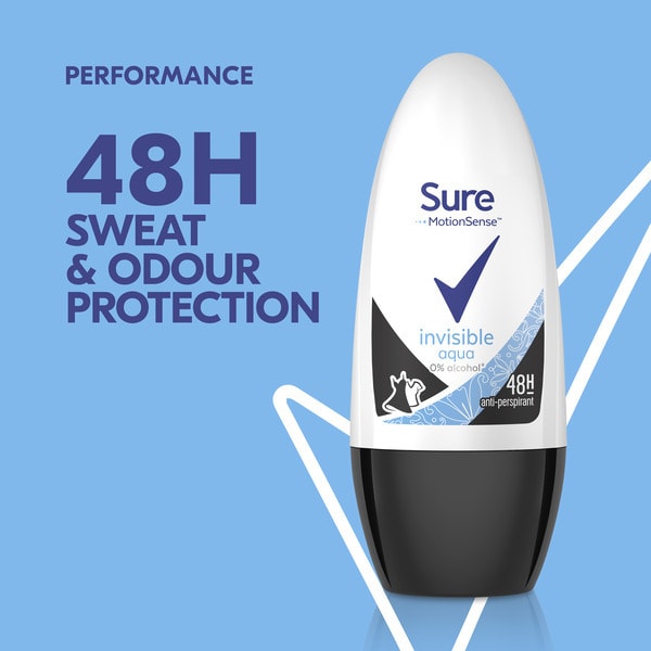 DNR Sure Invisible Aqua Antiperspirant Deodorant Roll On 50ml