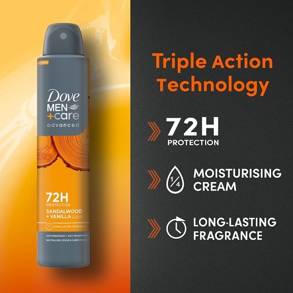 Dove Men+Care Sandalwood + Vanilla Anti-Perspirant Aerosol 200ml