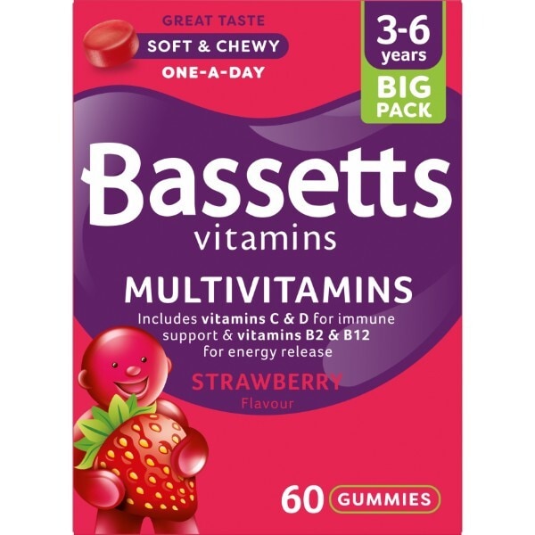 Bassetts Vitamins 3-6 Strawberry Multivitamins 60 Gummies