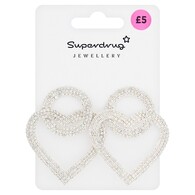 Superdrug Diamante Heart Statement Earrings
