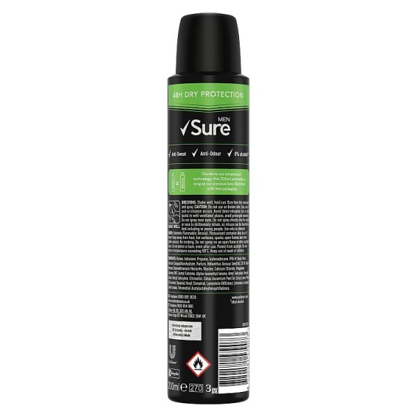 Sure Men Bergamot & Mint Anti-Perspirant Aerosol 200 ml