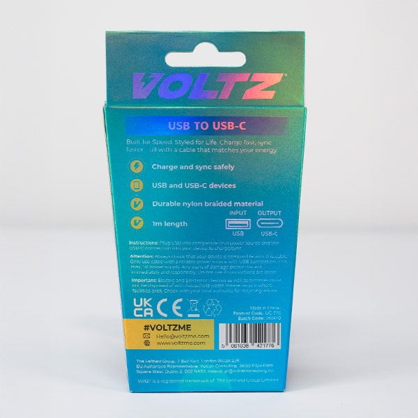 Voltz Usb To Usb-C Cable Turquoise