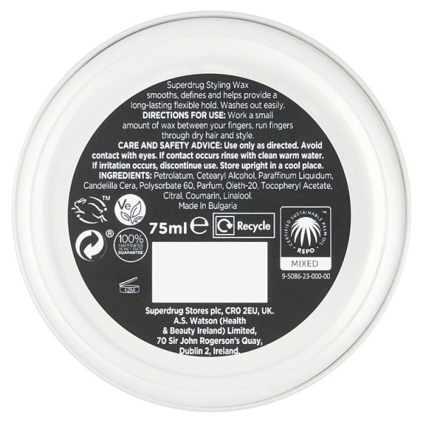 Superdrug Mens Hair Wax 75ml