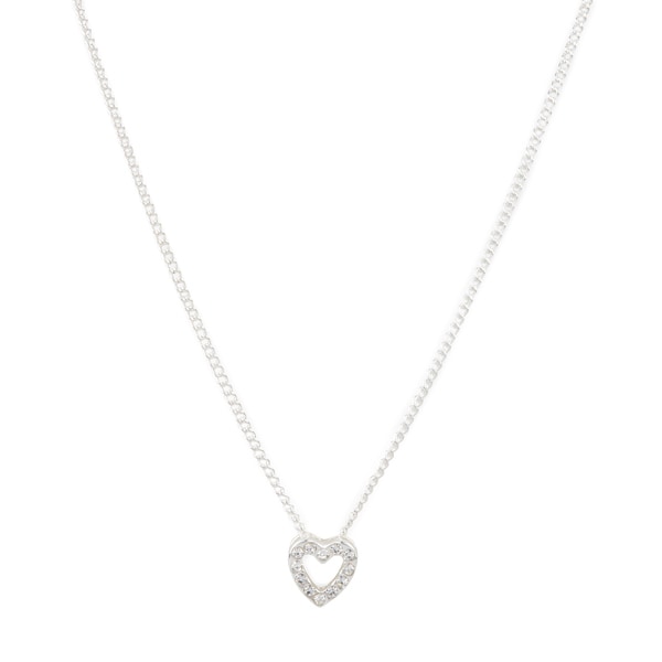 Superdrug Silver Tone Diamante Heart Necklace