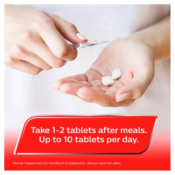 Rennie Peppermint Heartburn & Indigestion Relief 72 Tablets
