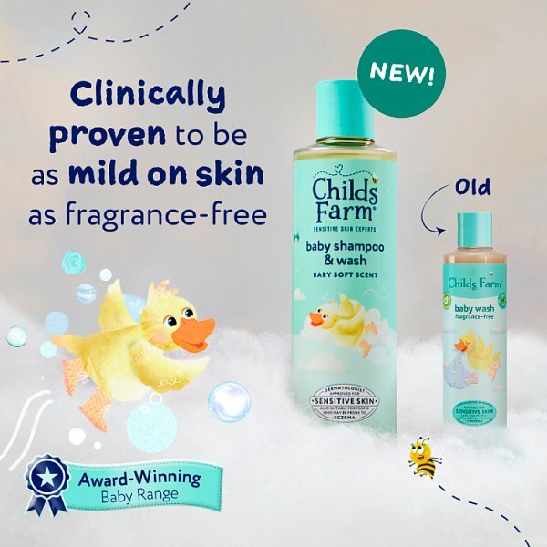 Childs Farm Baby Shampoo & Wash, Baby Soft Scent 250Ml