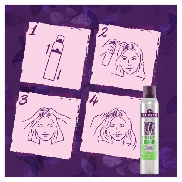 Aussie Wash + Blow Kool Kiwi Berry Dry Shampoo 180ml