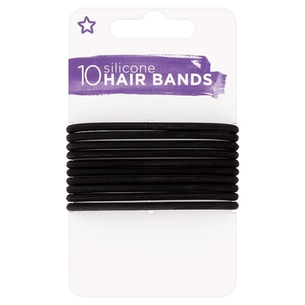 Superdrug Black Silicone Hair Bands 10