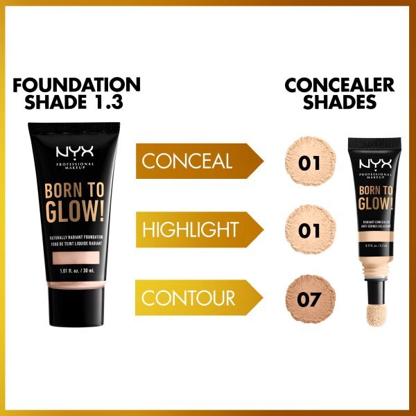 NYX Professional Makeup Born To Glow Foundation Lt Porcelain