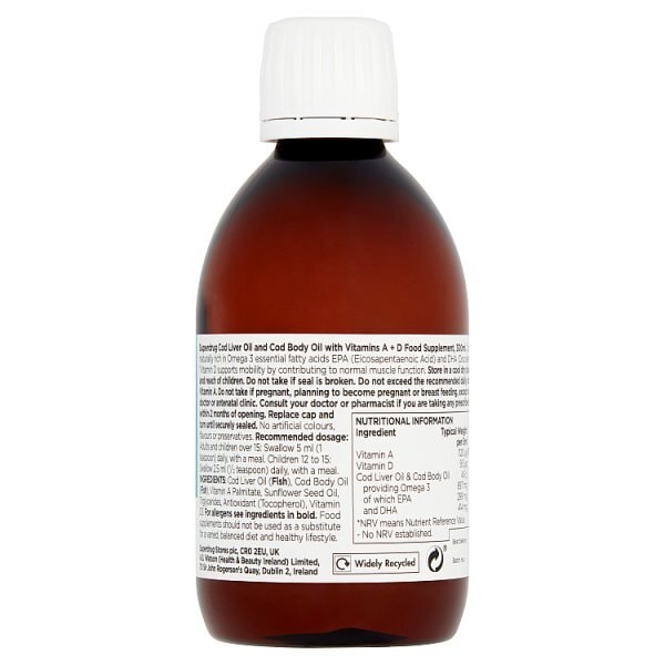 Superdrug Cod Liver Oil with Vitamin D 300ml Liquid