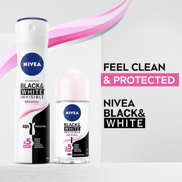 NIVEA Black & White Anti-Perspirant Roll-On Deodorant 50ml