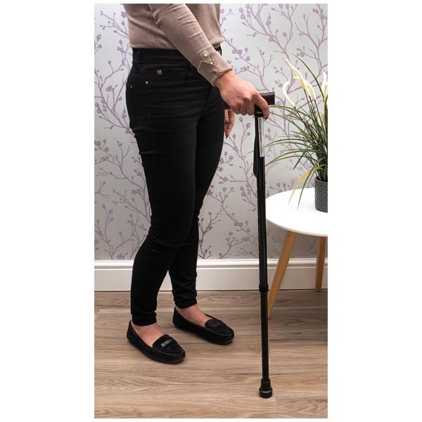 DNR Aidapt Extendable Black Walking Cane with Strap