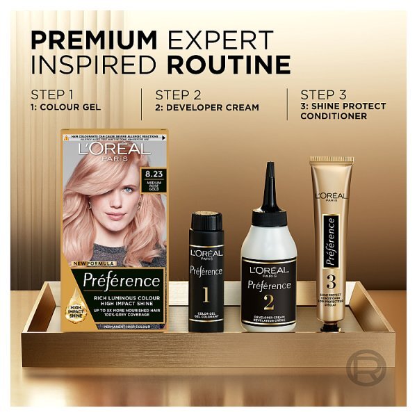 Preference 8.23 Rose Gold Light Blonde Permanent Hair Dye