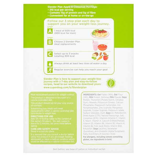 Superdrug Slenderplan Apple and Cinnamon Porridge 4 pack