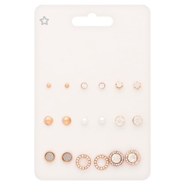 Superdrug Mix Gold Tone 9 Stud Pack