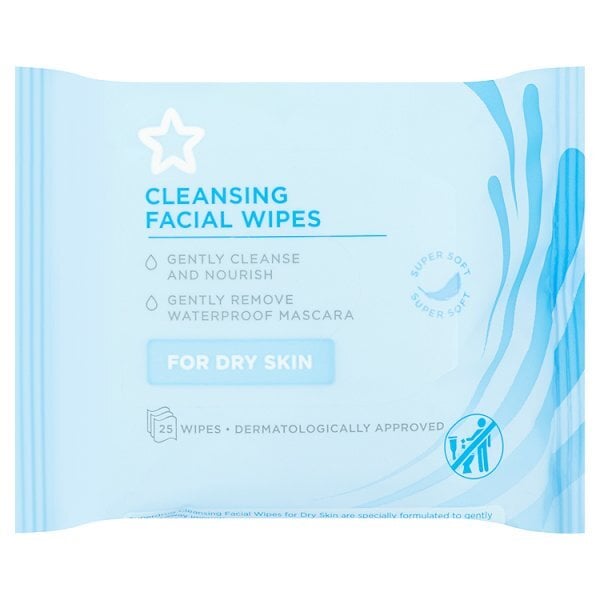 Superdrug Essential Face Cleansing Wipes - Dry Skin