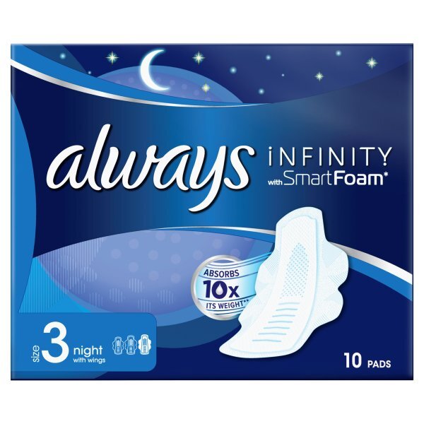 Always Infinity Night with wings Sanitary Towels 10 Pack