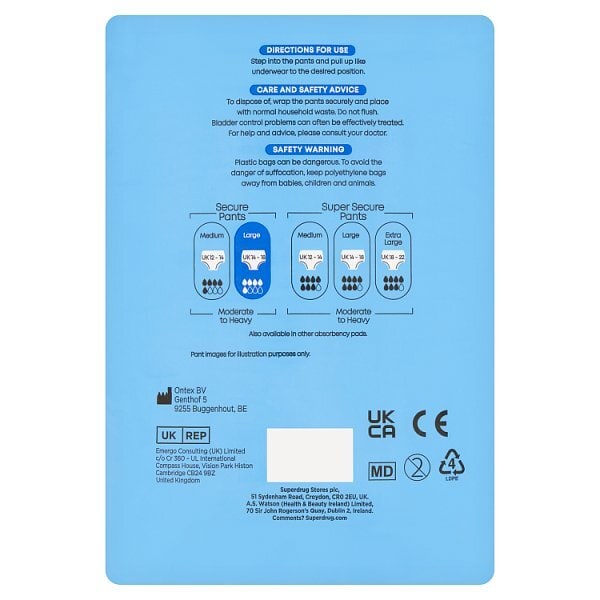 Superdrug Incontinence Pants Large x10