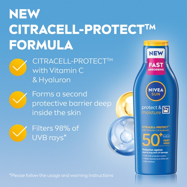 NIVEA SUN Protect & Moisture Sun Cream Lotion SPF 50+ 200ml