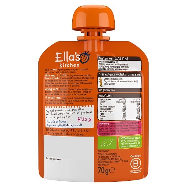 DNR Ella's Kitchen First Tastes  Mangoes 70g