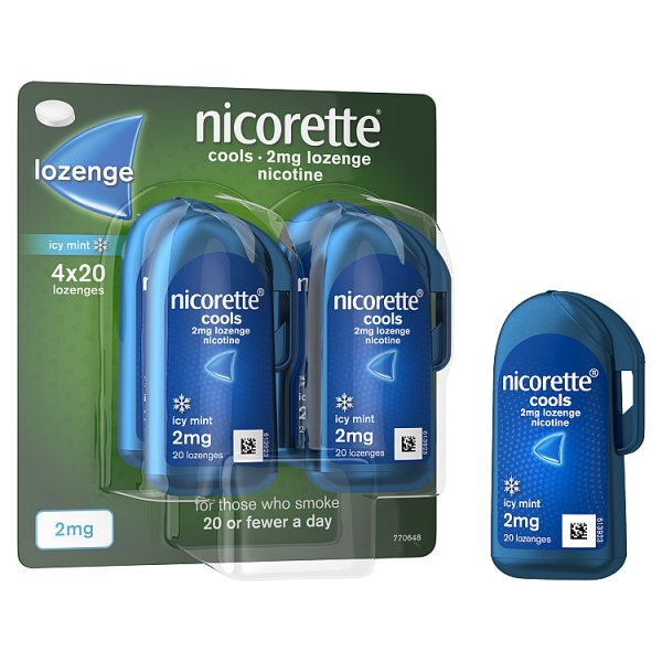 DNR Nicorette Cools 2mg Icy Mint Lozenge 80s (Stop Smoking)