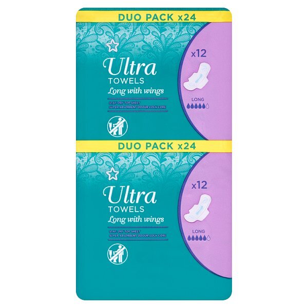 Superdrug Long Ultra Towels with wings X24