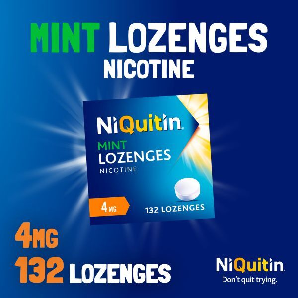 NiQuitin Mint 4mg Lozenges, 132 Lozenges- Quit Smoking Aid