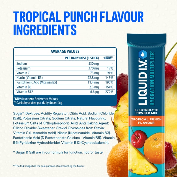 Liquid I.V. Electrolyte Powder Mix Tropical Punch 15 Sachets