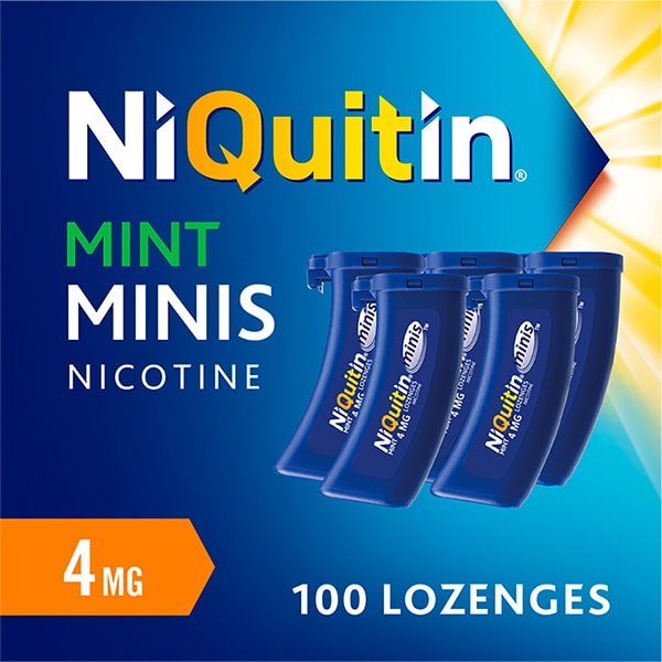 NiQuitin Minis Mint 4mg, 100 Lozenges- Quit Smoking Aid