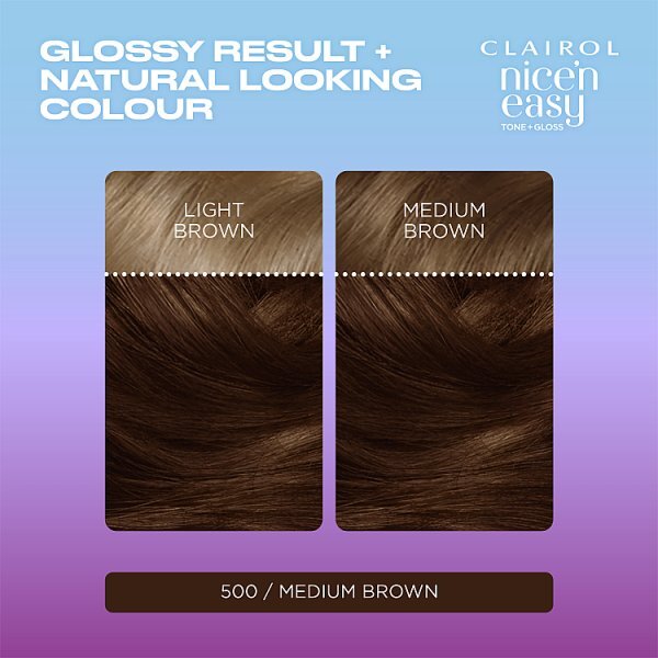 Clairol Nice'n Easy Tone+Gloss Semi-Permanent Hair Dye Medium Brown