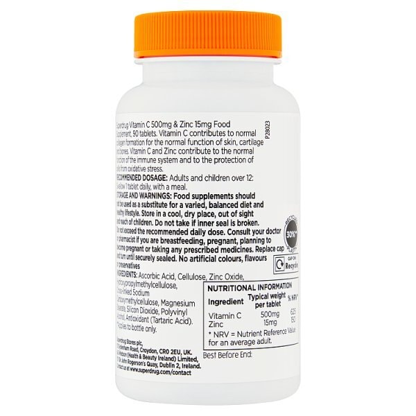 Superdrug Vitamin C 1000mg & Zinc 15mg 90s