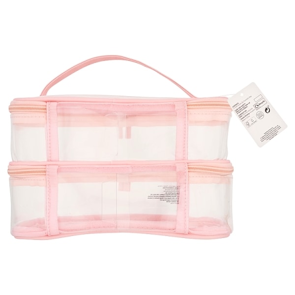 Superdrug Pink Double Zip PVC Cosmetic Bag