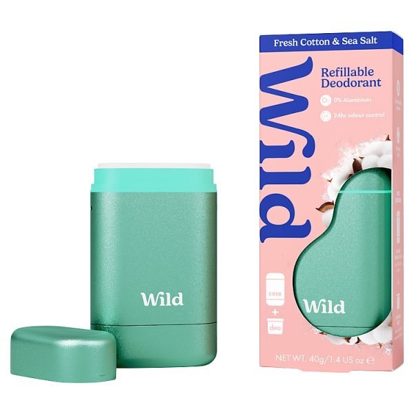 Wild Aqua Case & Cotton & Sea Salt Deodorant Refill 40g