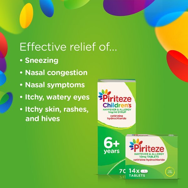 Piriteze Antihistamine Allergy Relief Tablets Cetirizine 7s