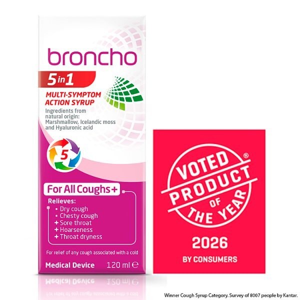 Broncho 5 in 1 multi-symptom action cough syrup 120ml