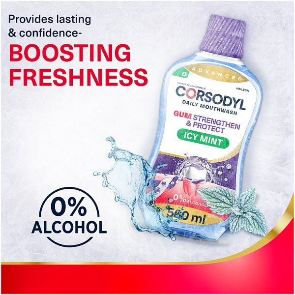 Corsodyl Gum Strengthen & Protect Icy Mint Mouthwash 500Ml