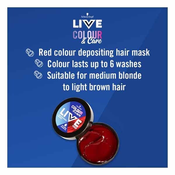 LIVE Colour & Care 5 Min Colour Hair Mask Ruby Red 150ml