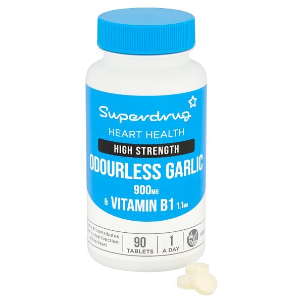 Superdrug High Strength Odourless Garlic 900mg + B1 Thiamin 90s