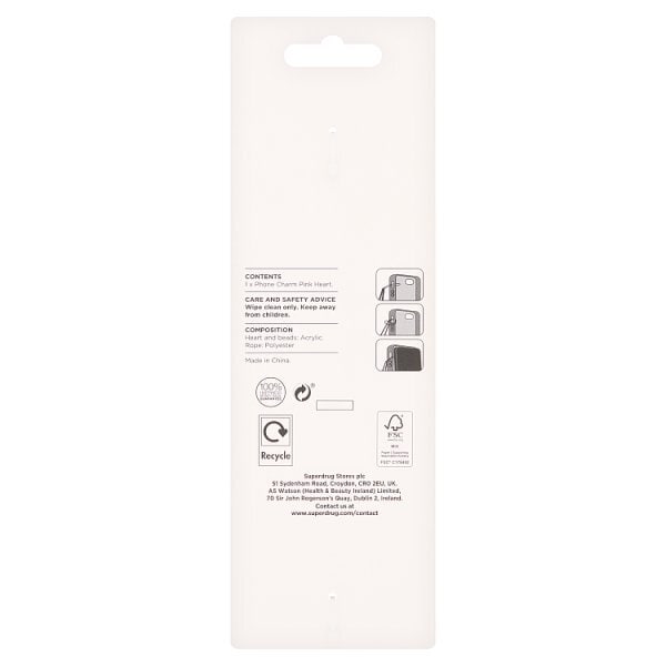 Superdrug Phone Charm Pink Heart