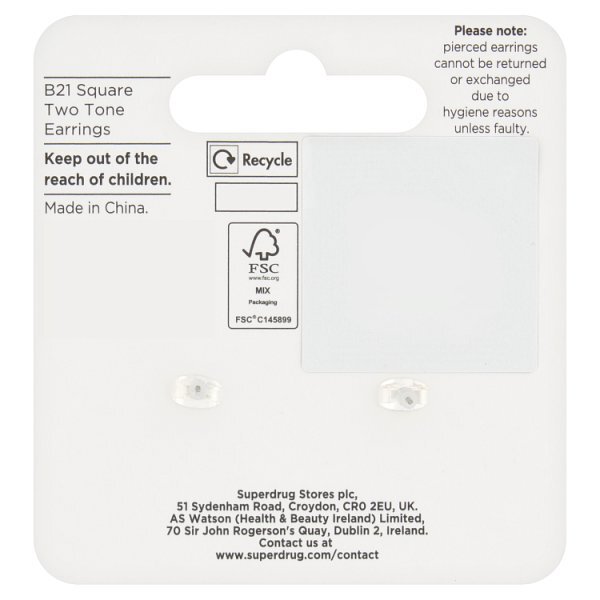 Superdrug Square Two Tone Earrings