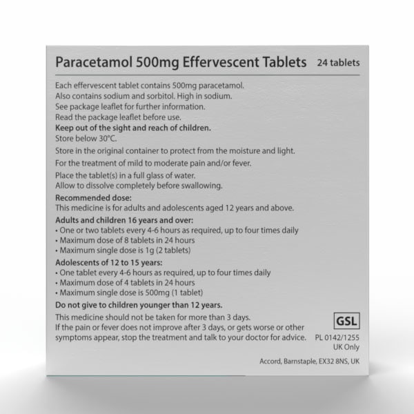 Accord Paracetamol Effervescent Tablets 500Mg