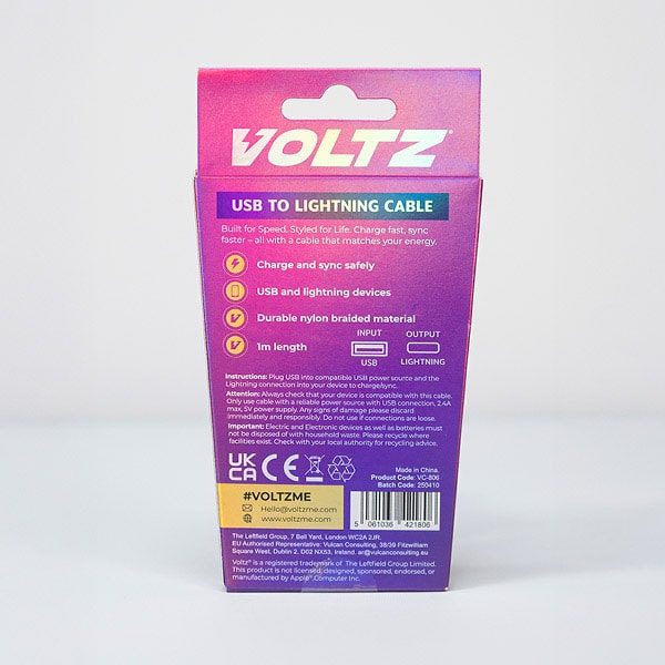 Voltz Usb To Lightning Cable Purple