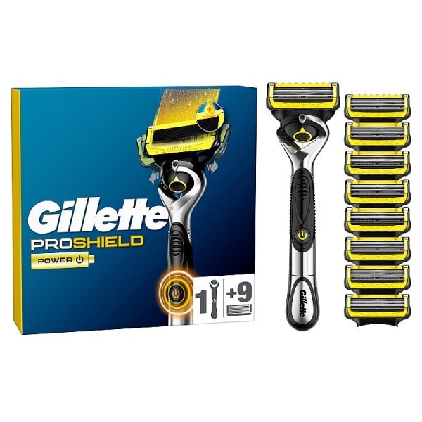 Gillette Proshield Power Value Pack, Razor + 8 Razor Blades