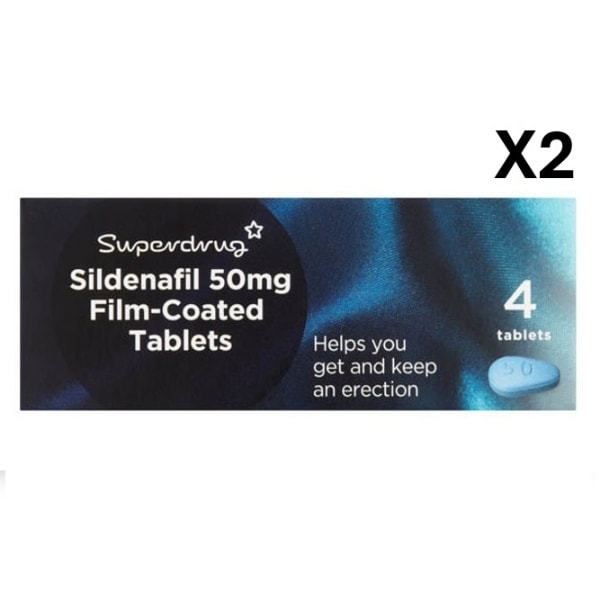 Superdrug Sildenafil 50mg Film-coated Tablet 4's x2 Bundle