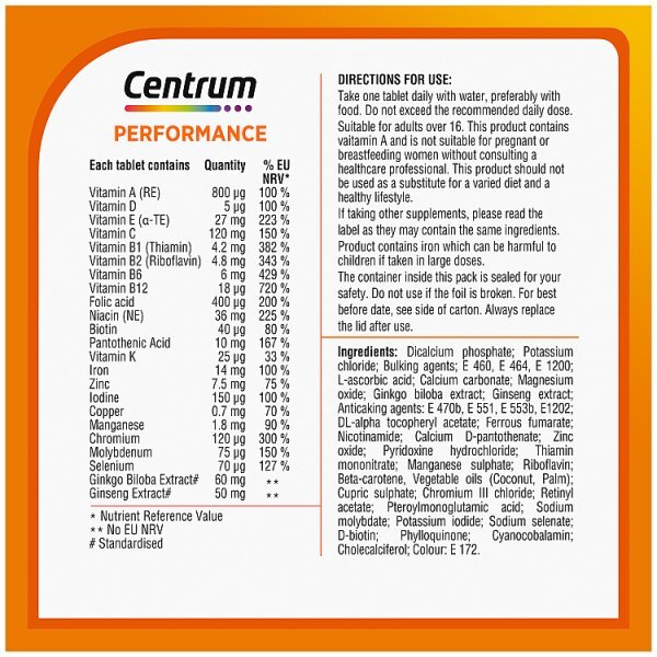 Centrum Performance Multivitamins - 30 Tablets