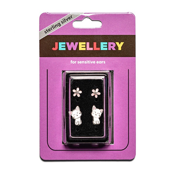 Sensation Jewellery Sterling Silver Kitten & Daisy Earrings