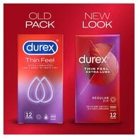 Durex Thin Feel Extra Lube Condoms Regular Fit 12s